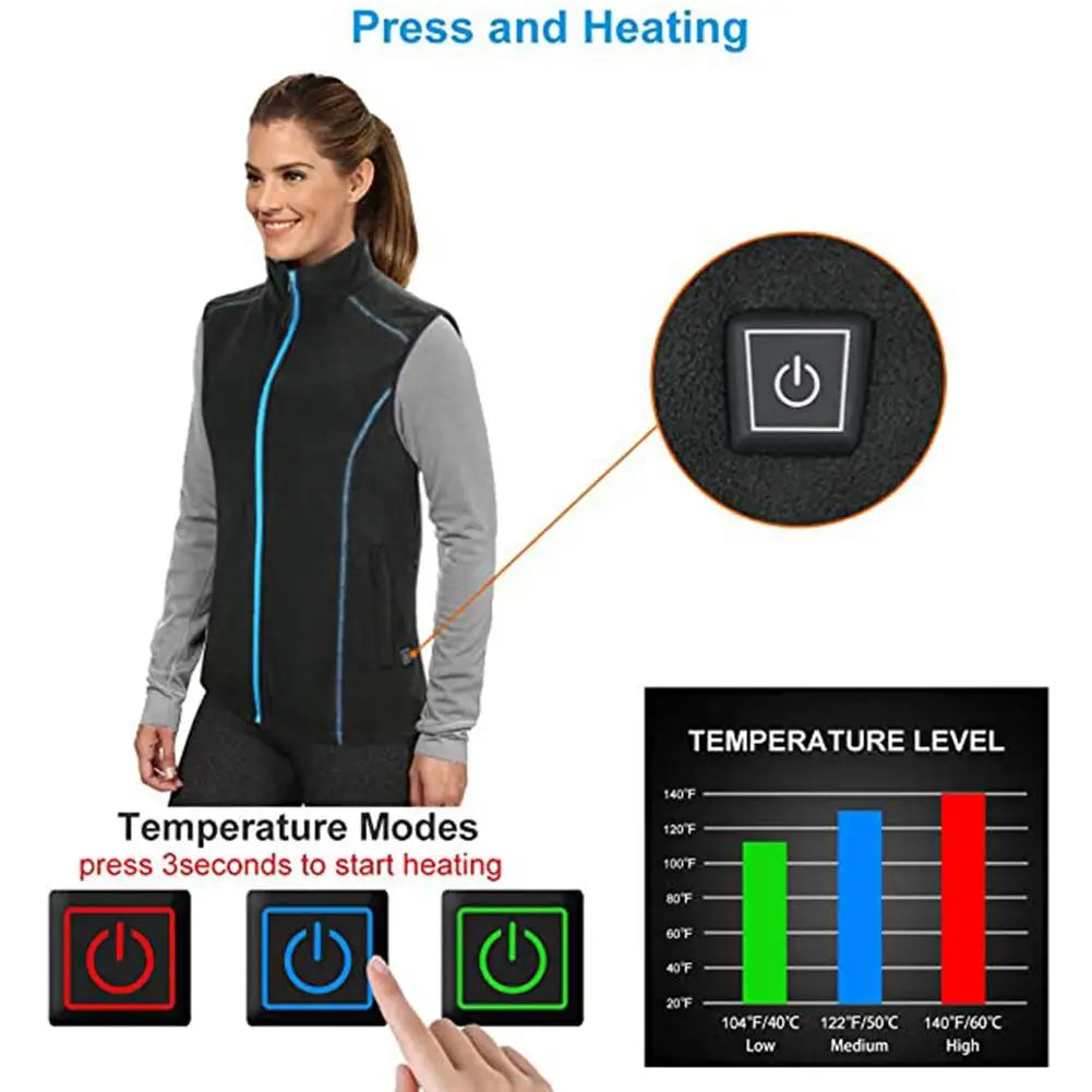 Women Heated Vest Winter Electric Thermal Waistcoat Women