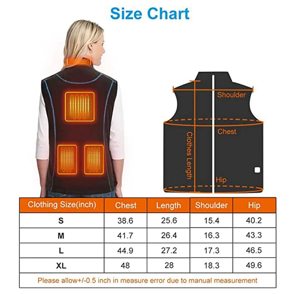 Women Heated Vest Winter Electric Thermal Waistcoat Women