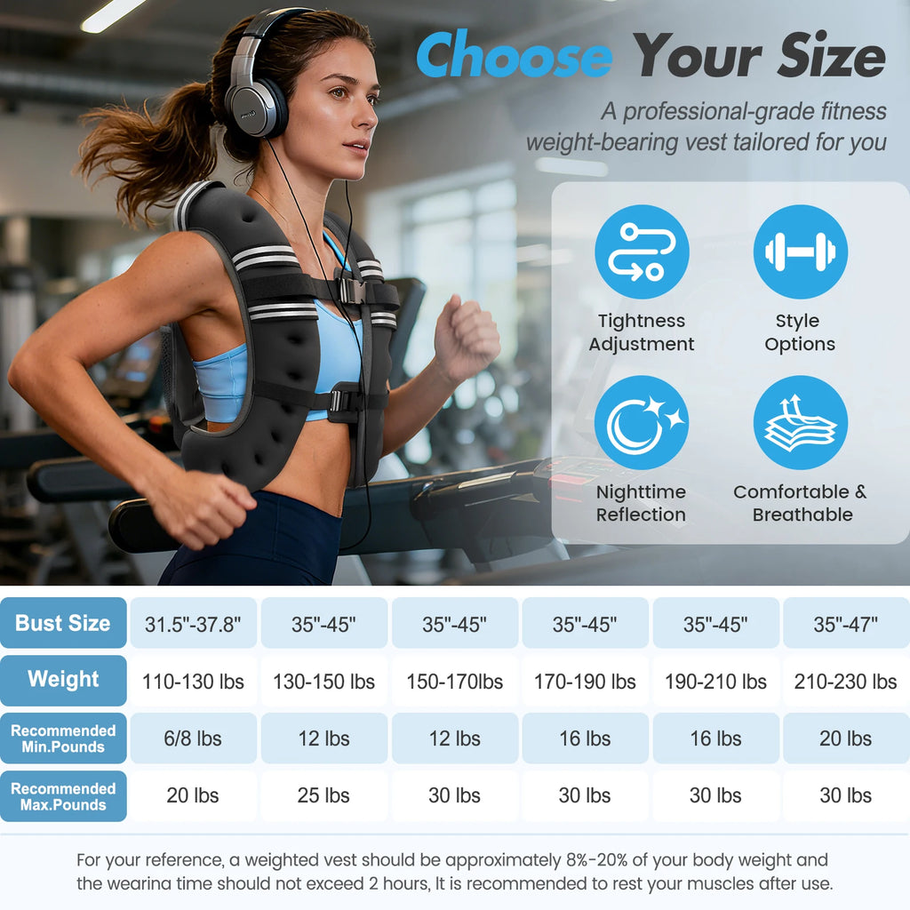 Weighted Vest Fitness Reflective Strips Men Women