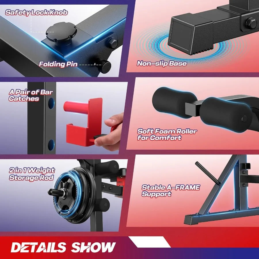 900 LBS Weight Bench Set with Squat   Ajustable Bench Press
