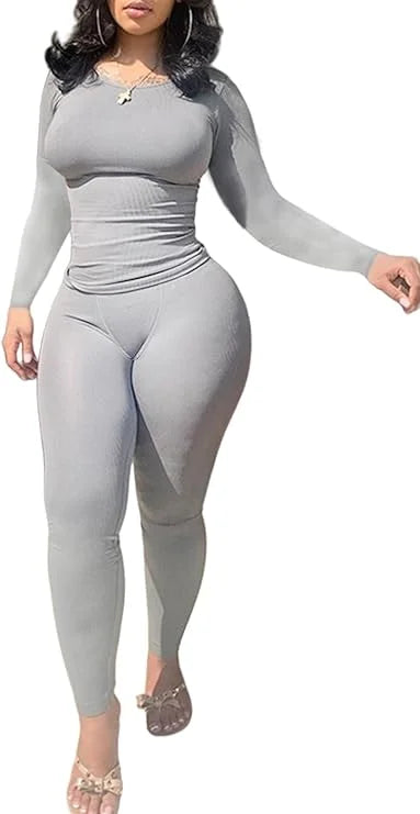 Women's Long Sleeve Exercise Wear - 2 Piece Set
