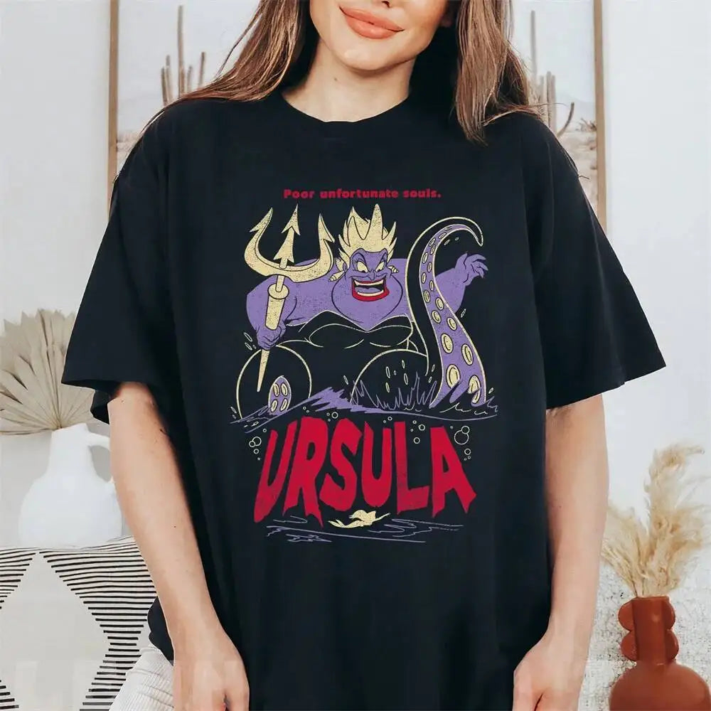 Little Mermaid Ursula Pattern Cotton T-Shirt, Disneyland