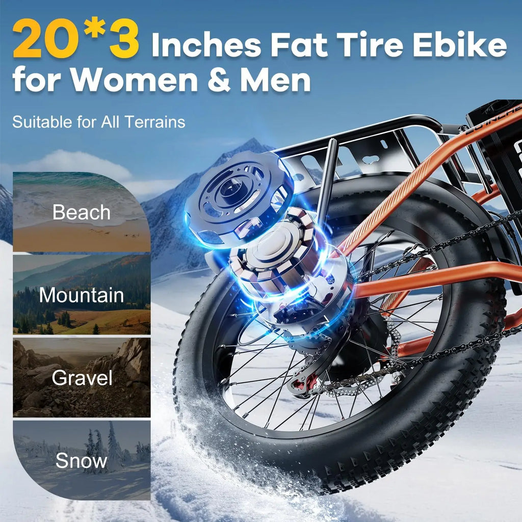 Adults E-Bike,30+MPH,80 Miles Max Range, 20" Fat Tire