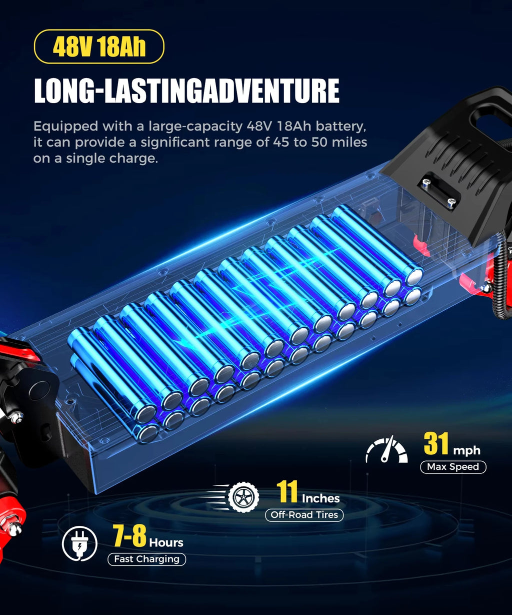 Off-Road Wheels E-Scooter  Foldable City Off-Road Scooter