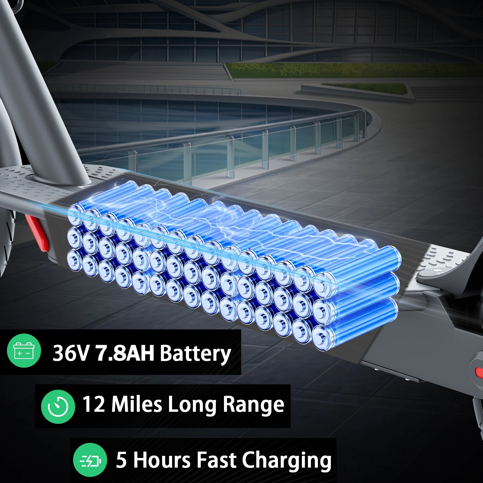 350W Powerful Motor 19 MPH 12 Miles Long
