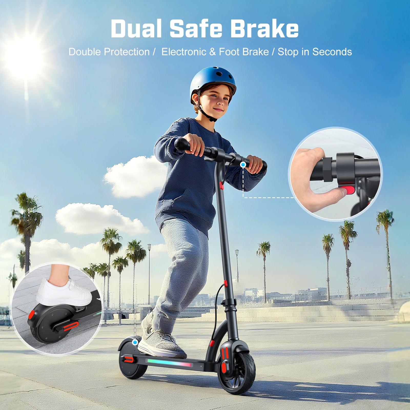Electric Scooter For Kid Age 6-12 3 Adjustable Speeds