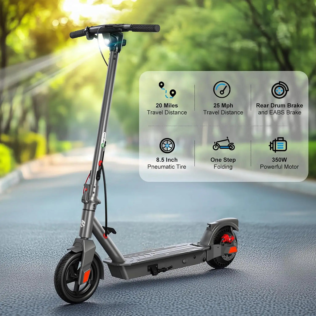 Electric Scooter: , 8.5"" tires, folding design, double braking system.