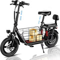 electric scooter,, dual brakes dual suspension, a seat basket