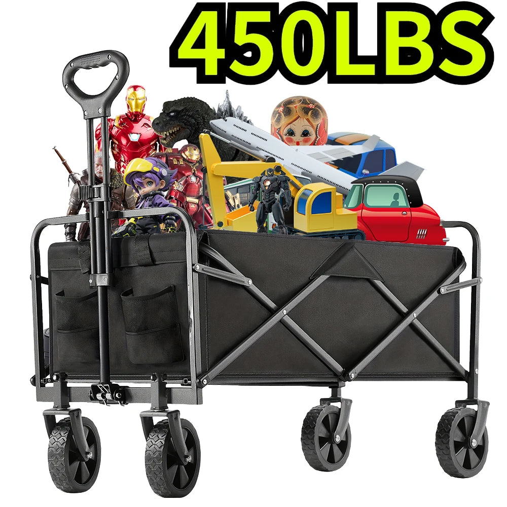 Foldable trailer on wheels, Large capacity portable