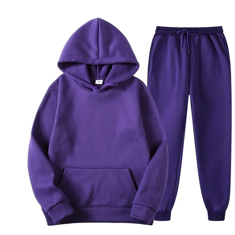 Men Women Tracksuit Hoodies Casual Solid Color