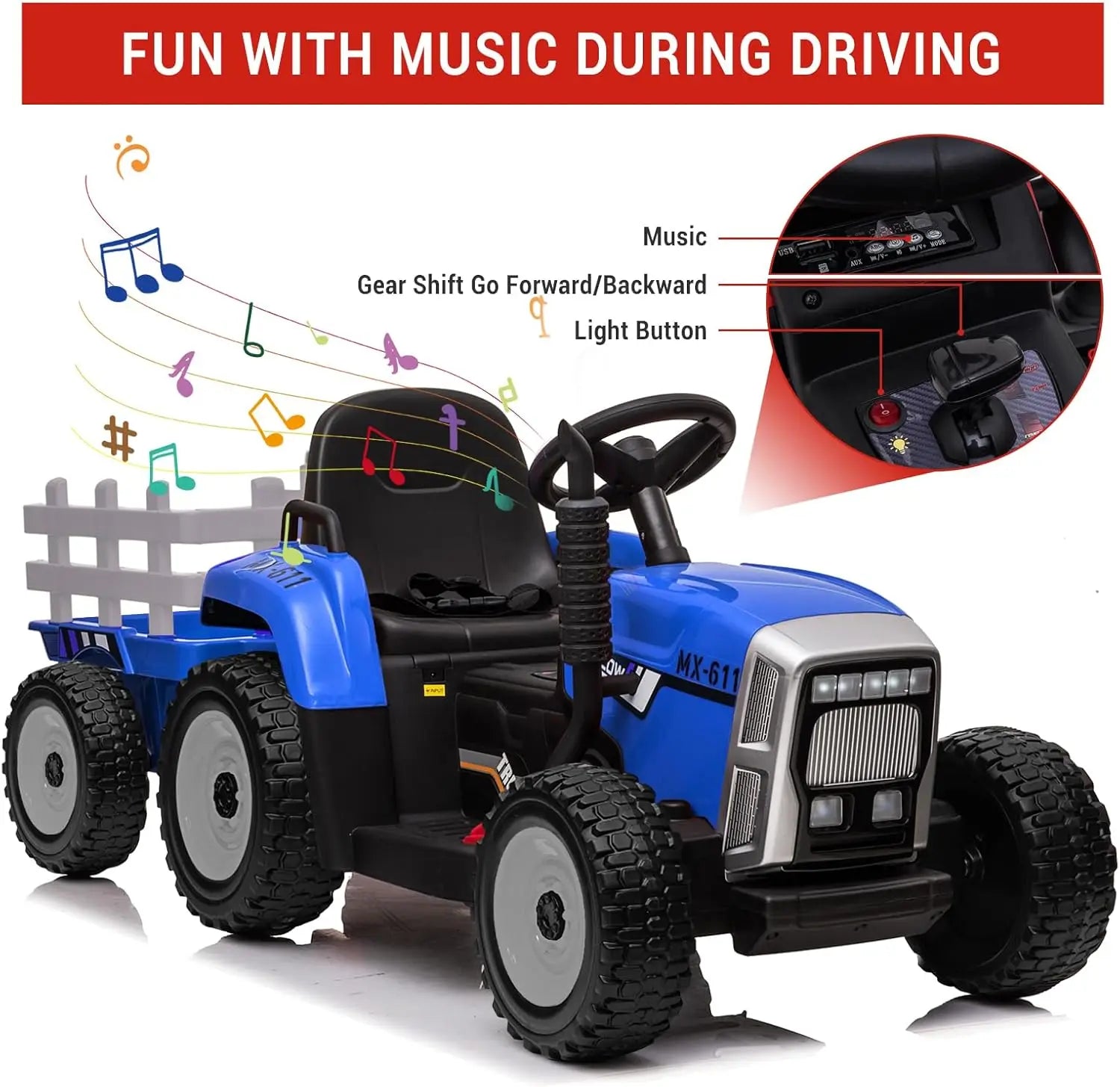 Tractor With Trailer Remote Control Toddler Electric Vehicle