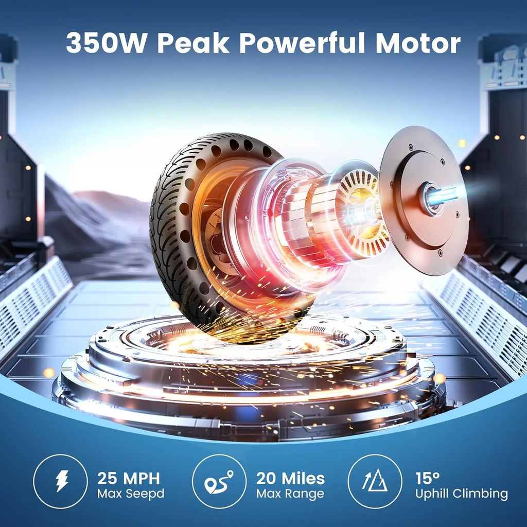 Electric Scooter: , 8.5"" tires, folding design, double braking system.