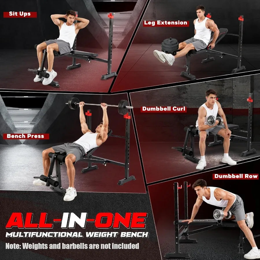 Adjustable Weight Bench with Lat Pulldown and Leg Extension