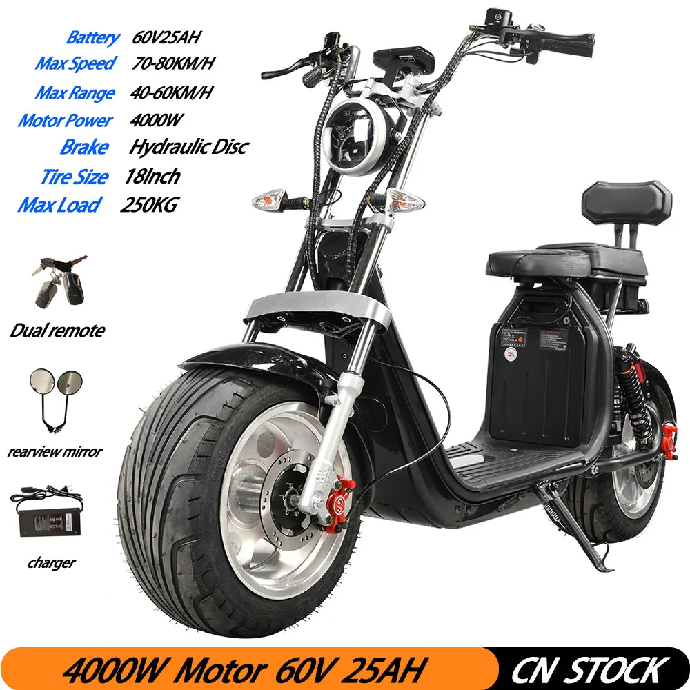 Citycoco Electric Scooter 4000W Powerful Motor Max Speed 60