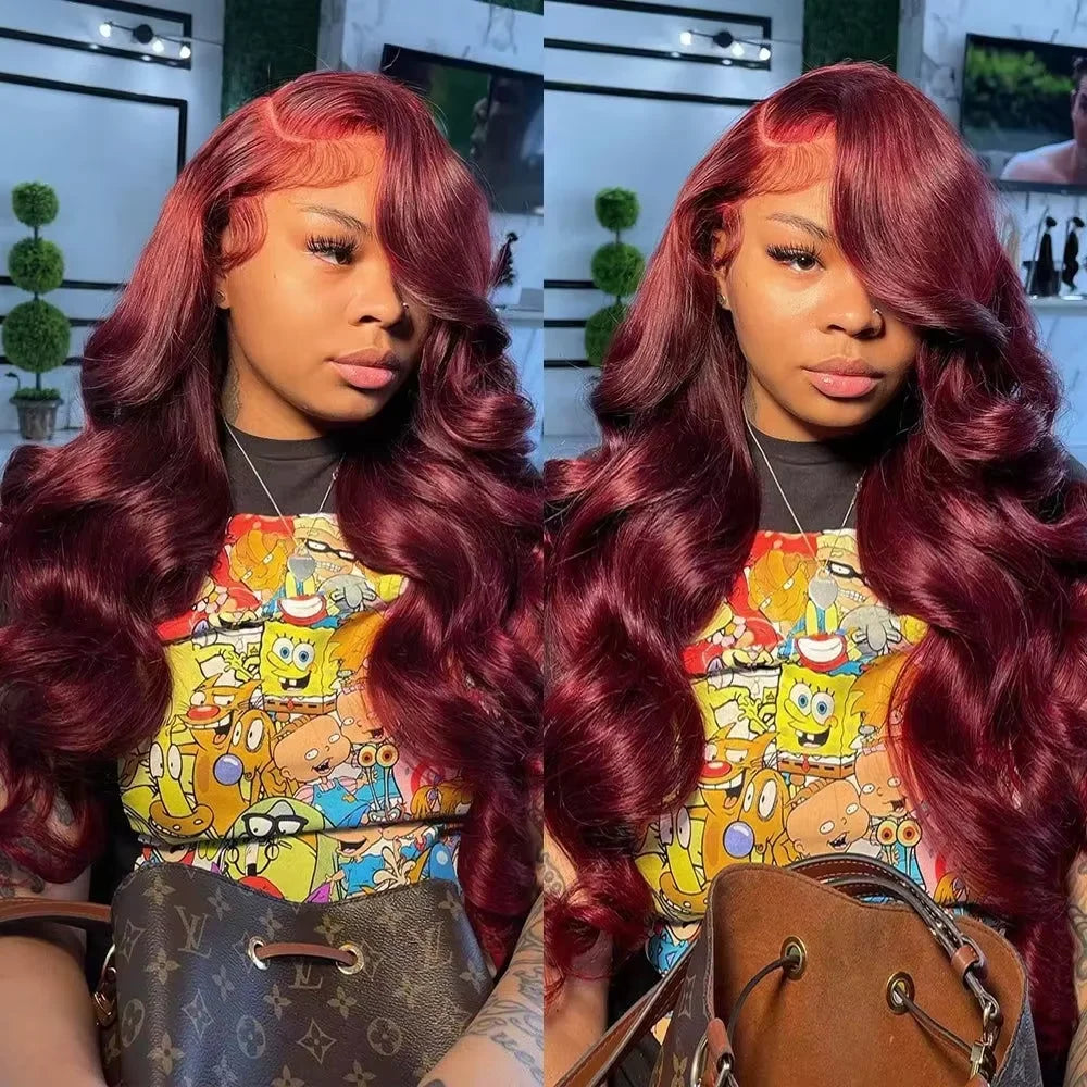 Red Body Wave Lace Front Human Hair Wigs