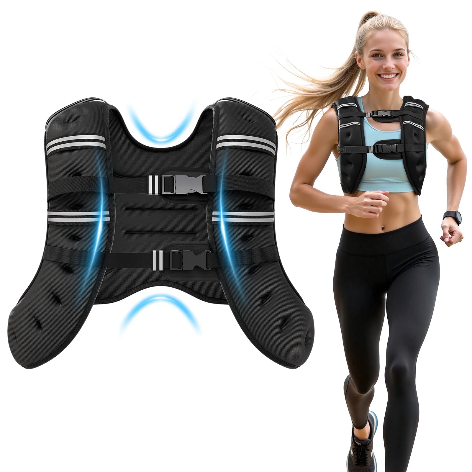 Weighted Vest Fitness Reflective Strips Men Women