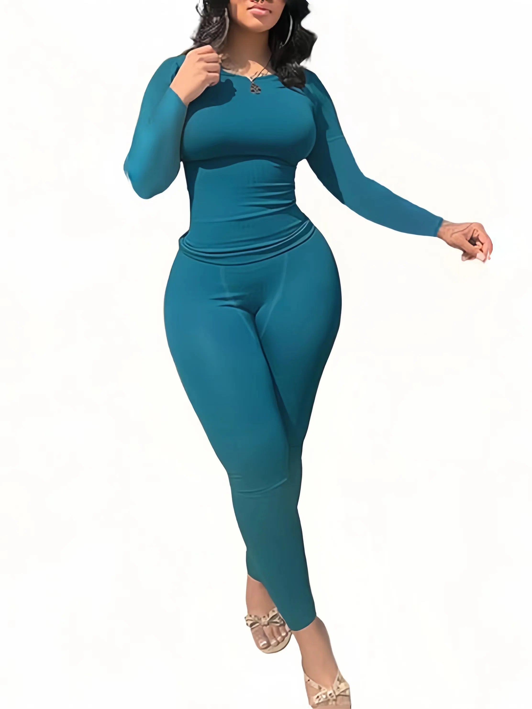Women's Long Sleeve Exercise Wear - 2 Piece Set