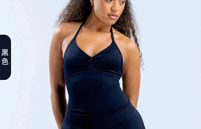 Women's fitness impact leggings, gym sports halter-