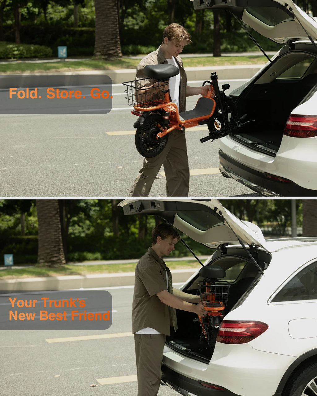 Bodywel T3 500W Electric Scooter with Seat, 14" Fat Tire E-Scooter, 48V 9AH Battery,32KM/H, Foldable ebike with Basket