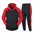 Men Long Sleeve Hoodies Set Streetwear Contrast Color