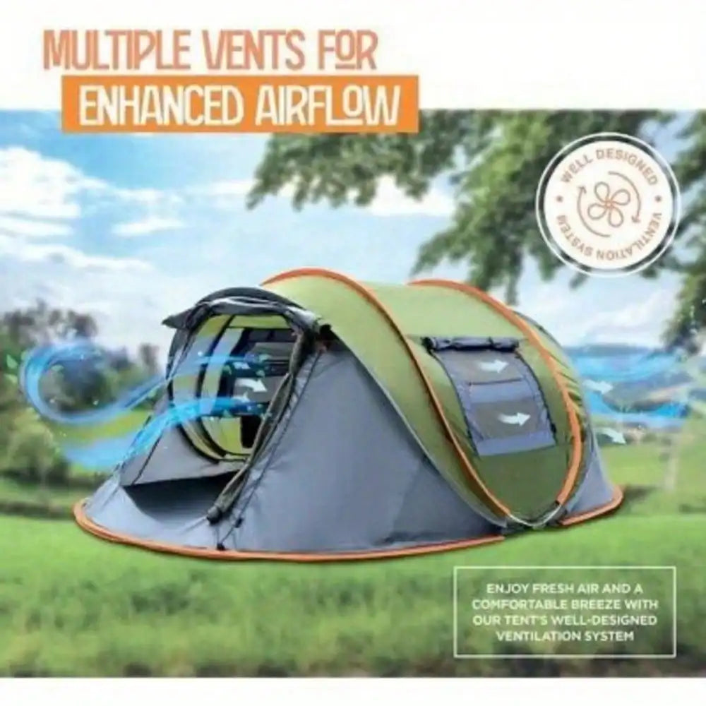 - 4-Person Easy Pop Up Tent with 2 Doors + Waterproof