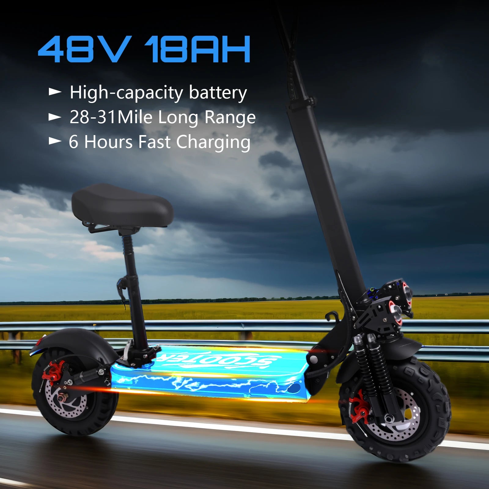 48V  Battery, Dual Suspension  E-scooter For Commuting