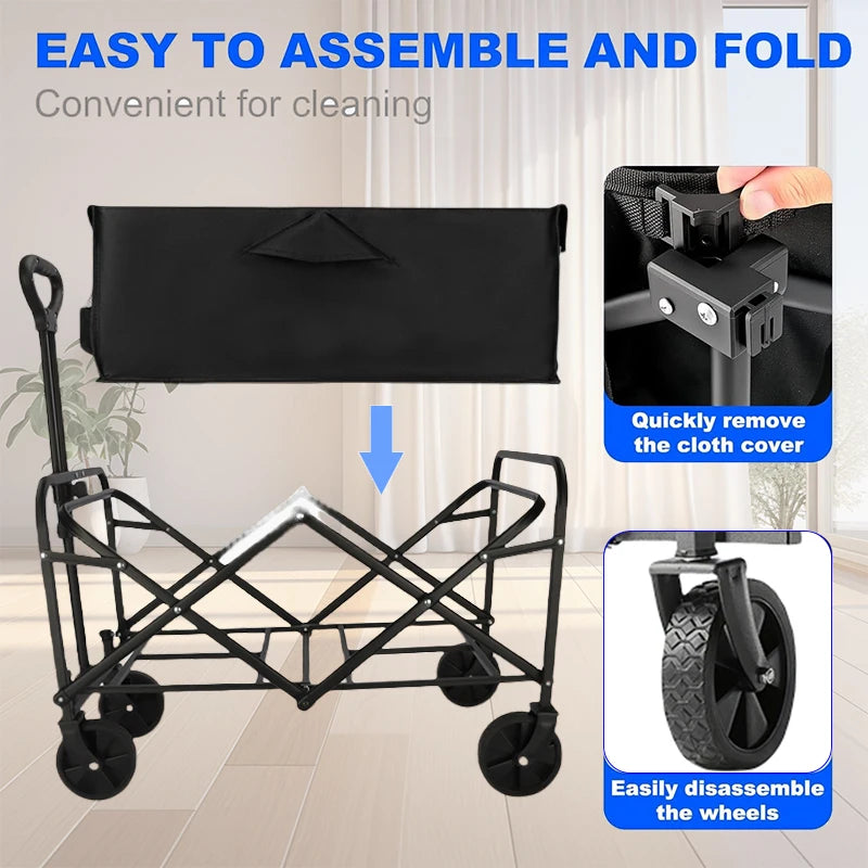 Foldable trailer on wheels, Large capacity portable