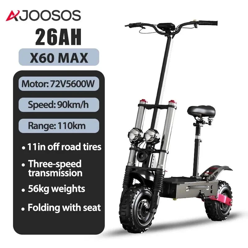 1200W-5600W 48-72V Electric Scooter up to 90KM/H Max Speed Adults Electric Scooters up to 110KM Long Range 10/11'' Tires