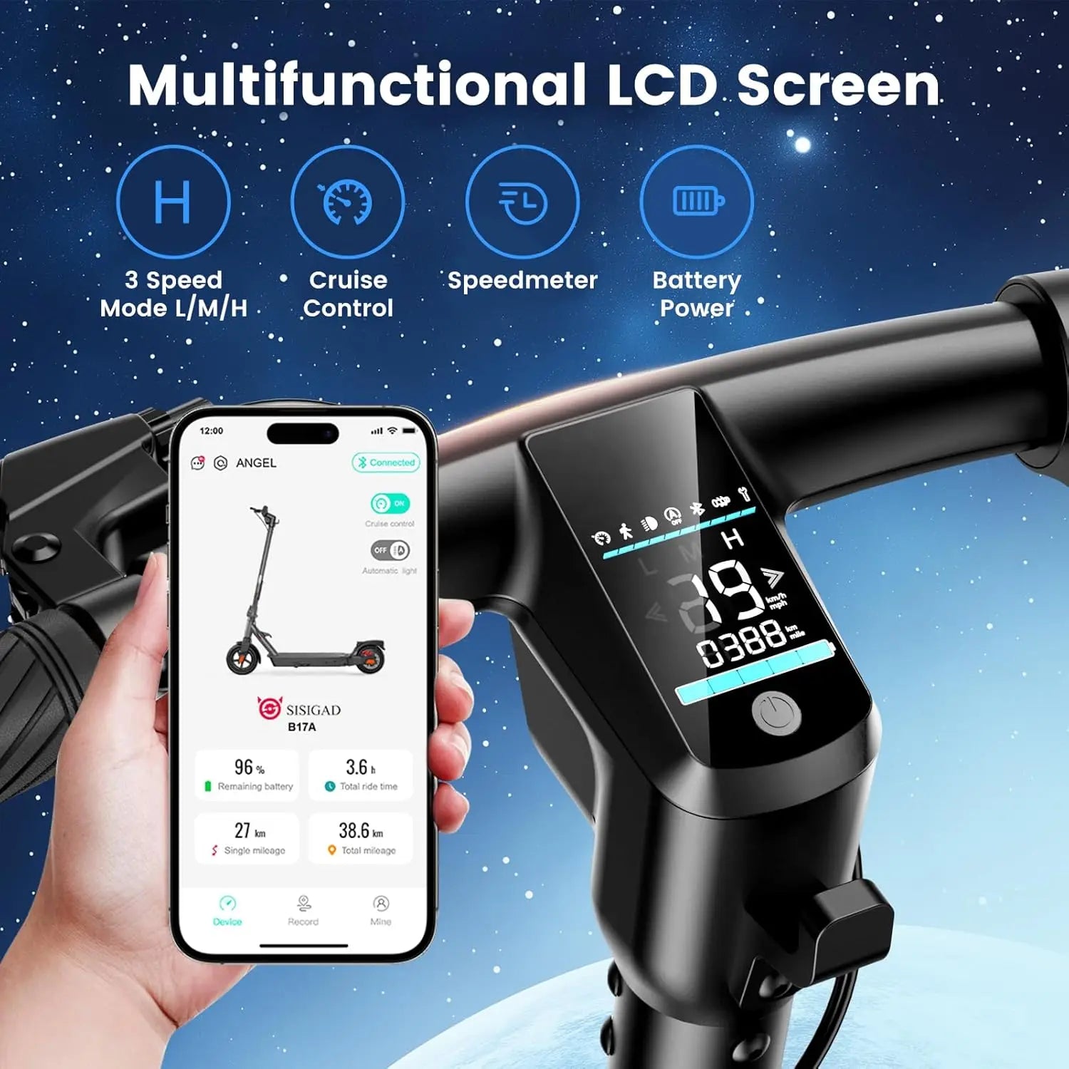 Electric Scooter: , 8.5"" tires, folding design, double braking system.