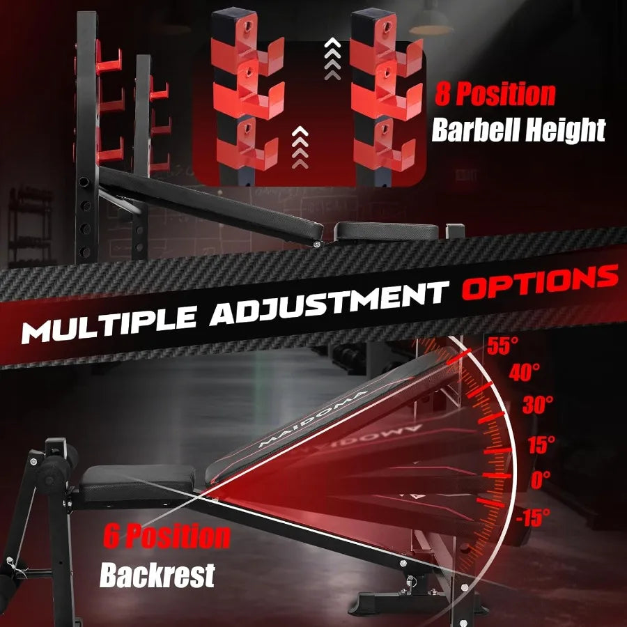 Adjustable Weight Bench with Lat Pulldown and Leg Extension