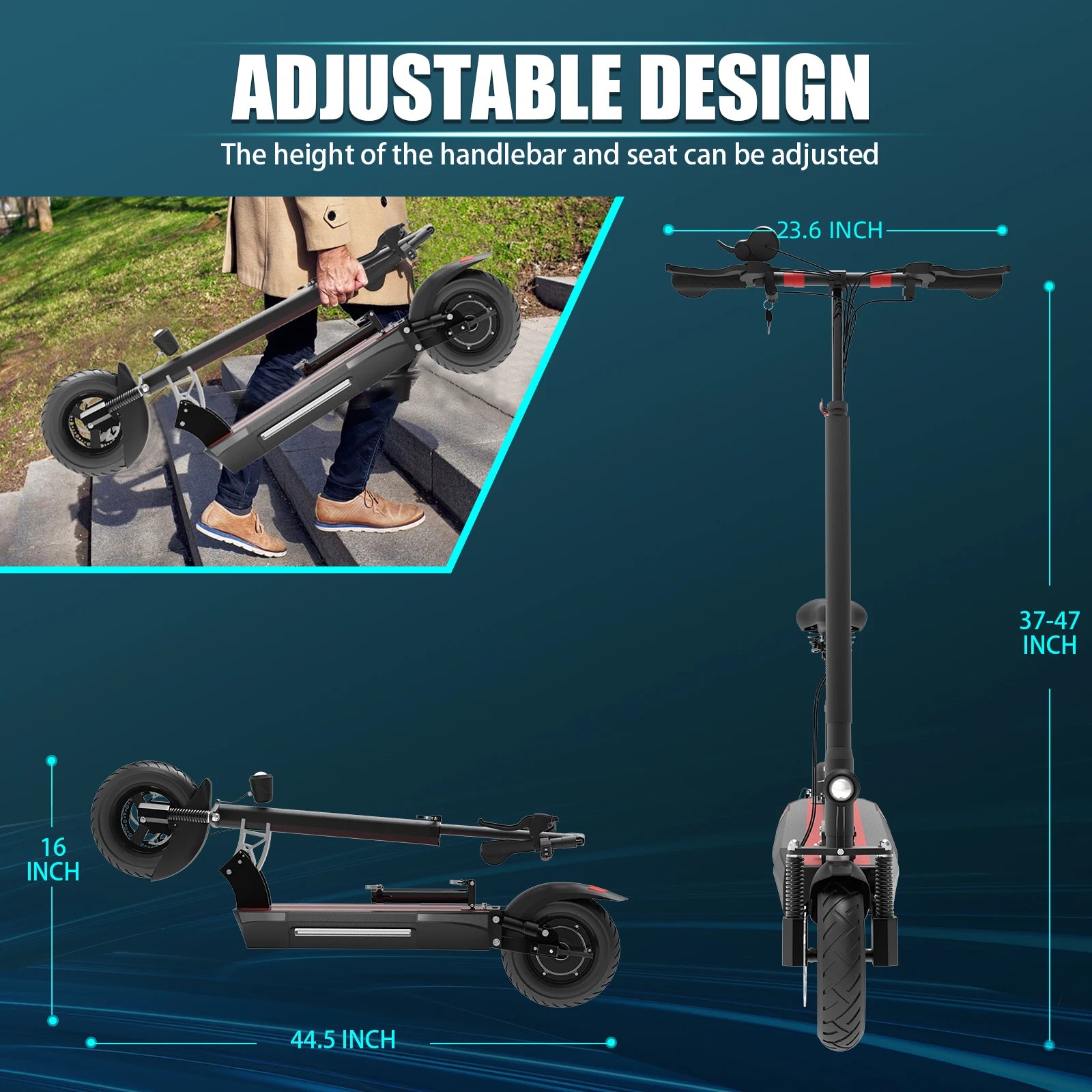 Electric Scooter for Adults with Seat,  Foldable