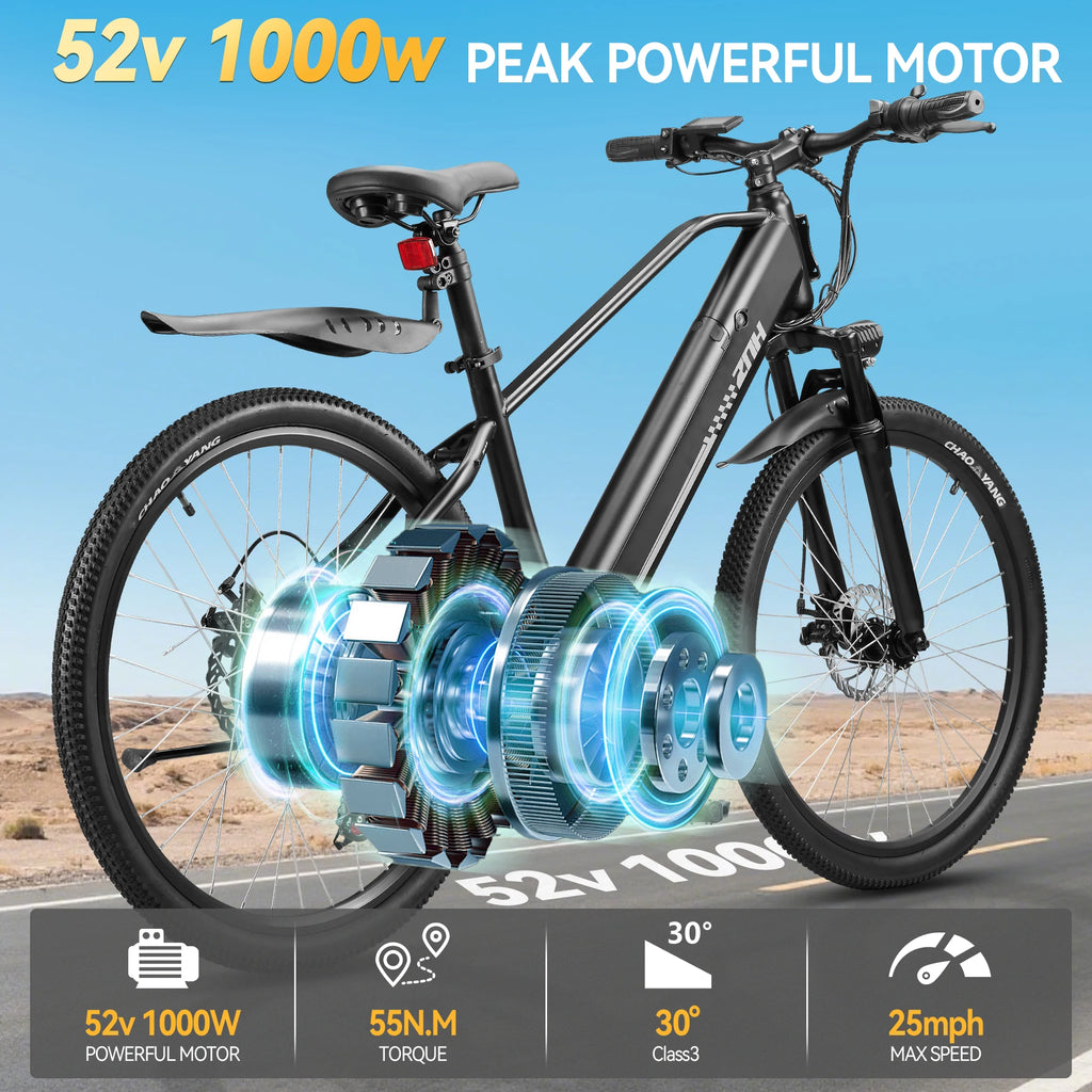 26" Tire Electric Bike,7-Speed,50 Miles