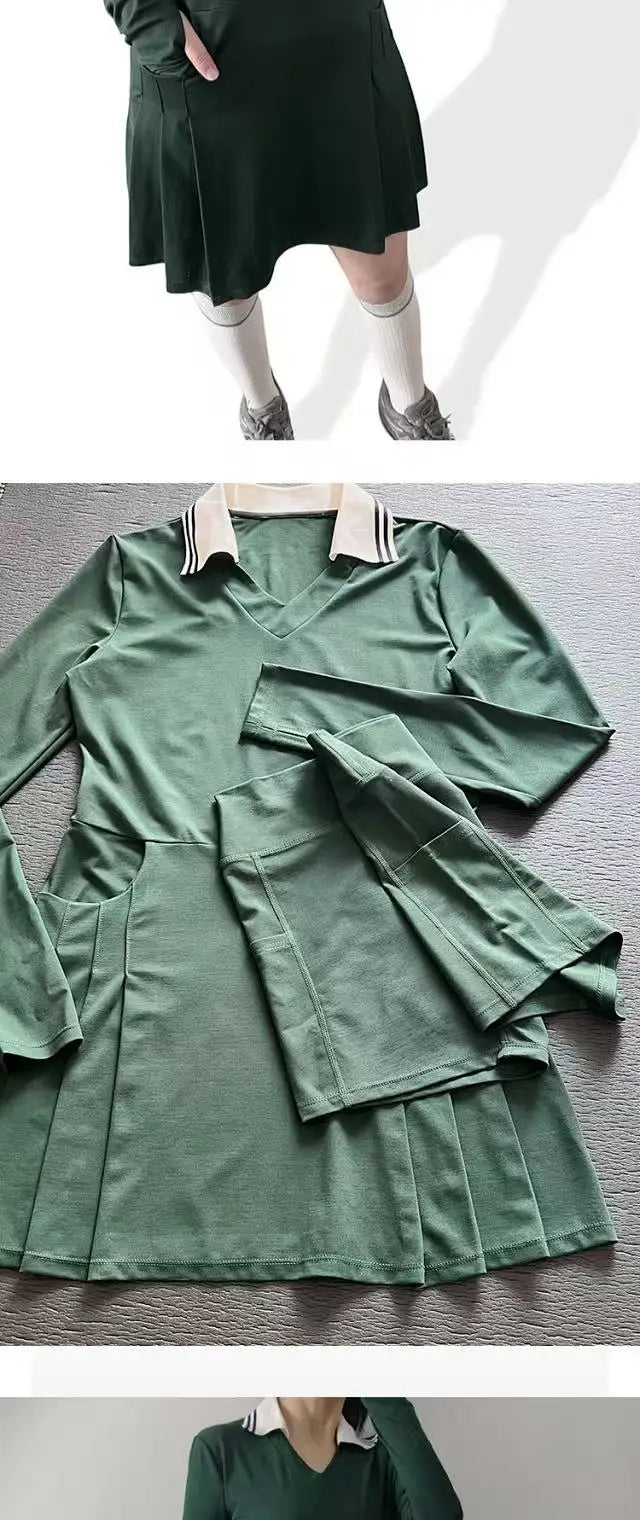 Tennis Dress with Shorts Long Sleeve Women