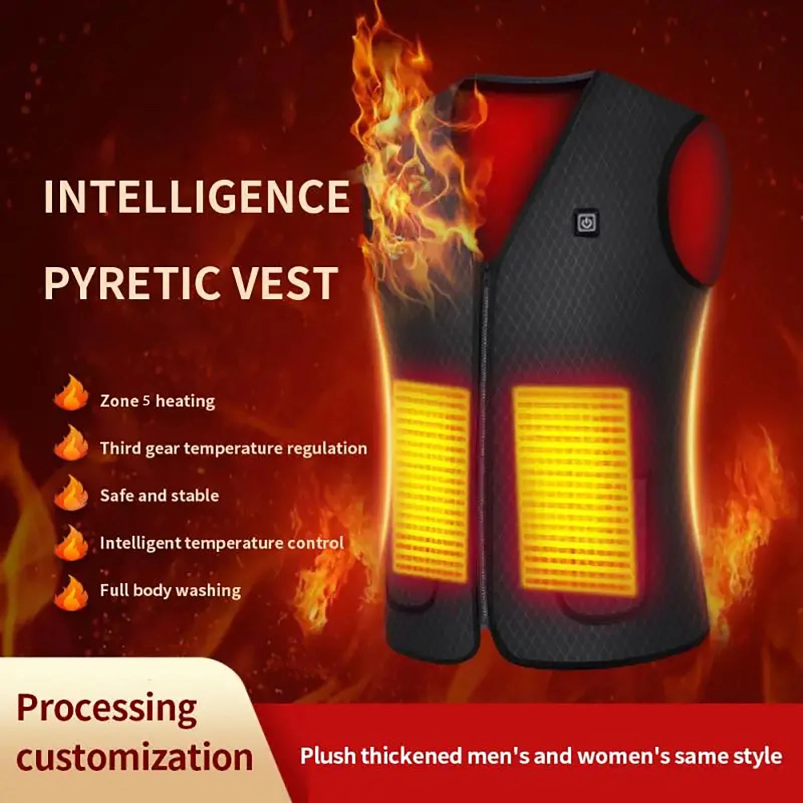 Washable Sleeveless Heating Jacket for Outdoor Sport