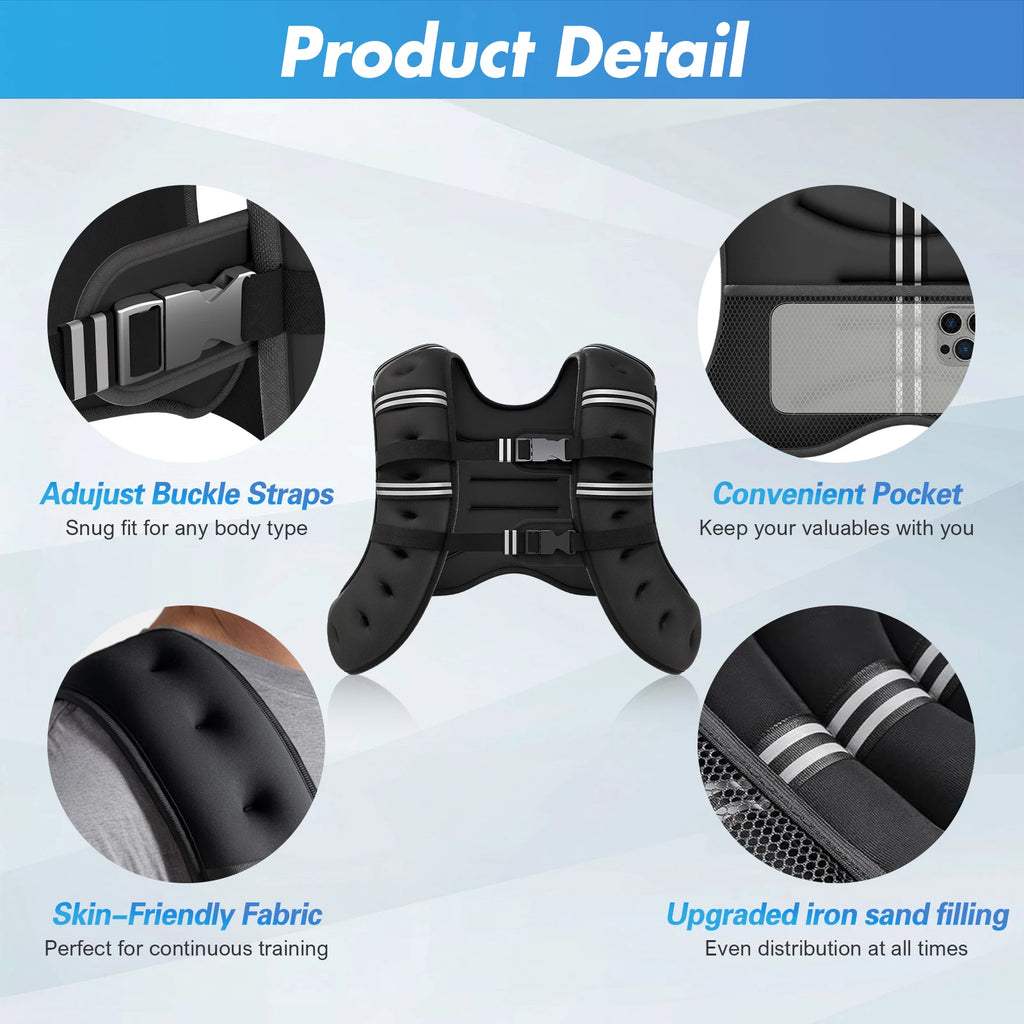 Weighted Vest Fitness Reflective Strips Men Women