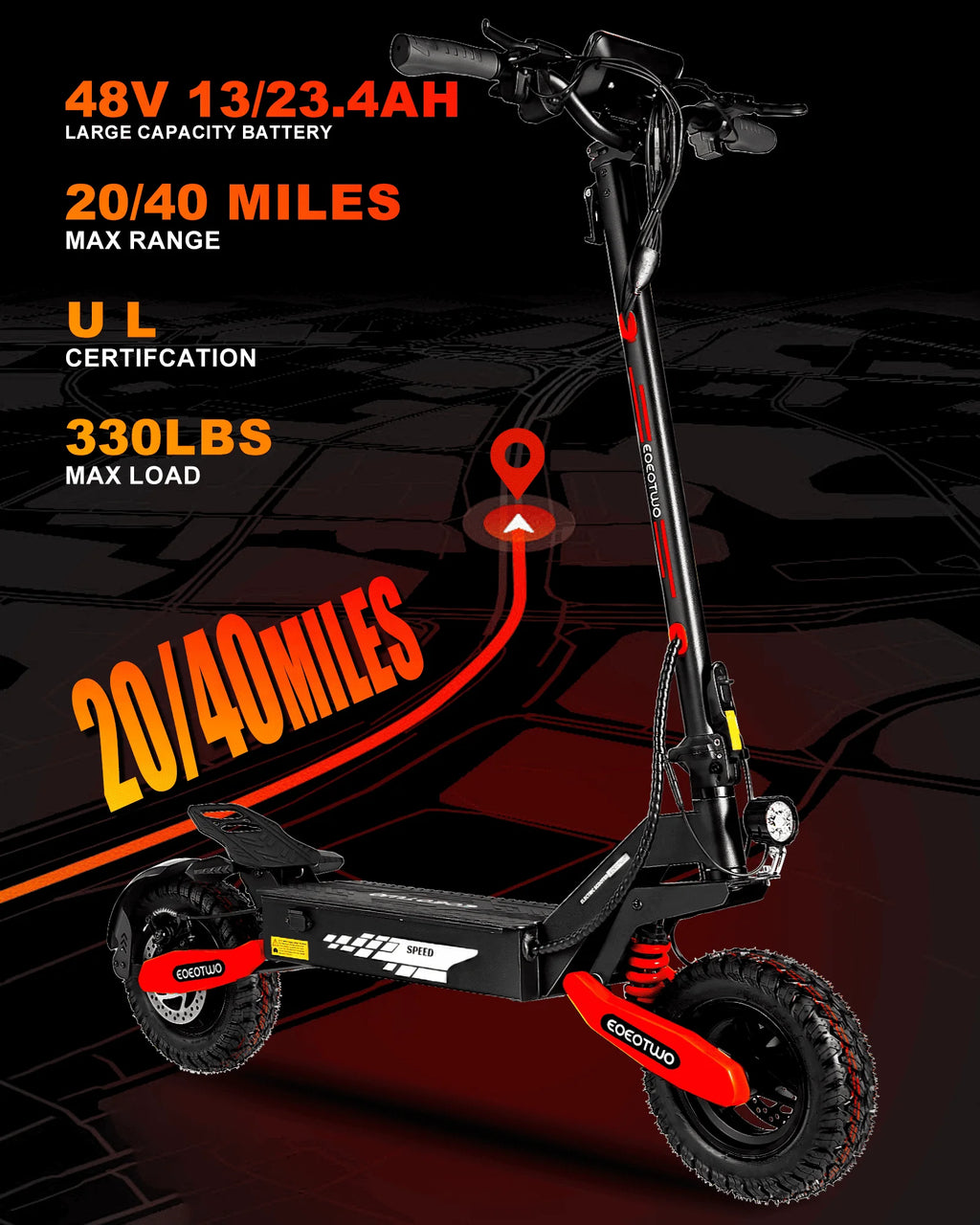 h,11'' Off Road Tires,Dual Suspension E-Scooter+1 Year Warranty