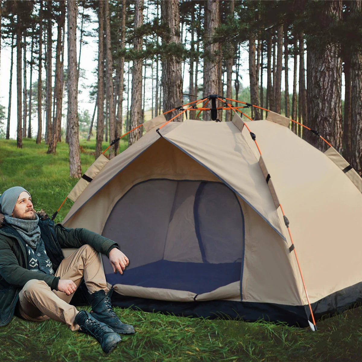 Rainproof Sunshine-proof Tent Two windowless doors