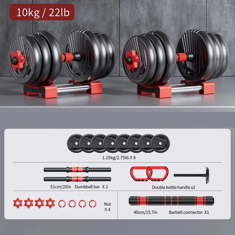 4-in-1 Adjustable Weight Dumbbell Set 22lb– Multi-Function Kettlebell