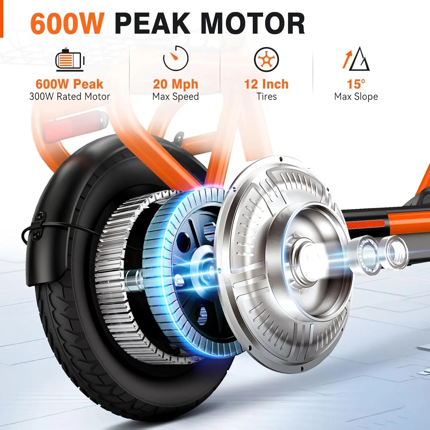 electric scooter,  seat, shock absorbers, folding  dual brakes.