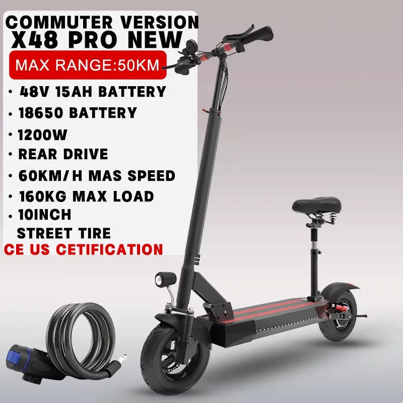 r Adults SINGLE/DUAL MOTOR Folding E ScooterRemovable Seat