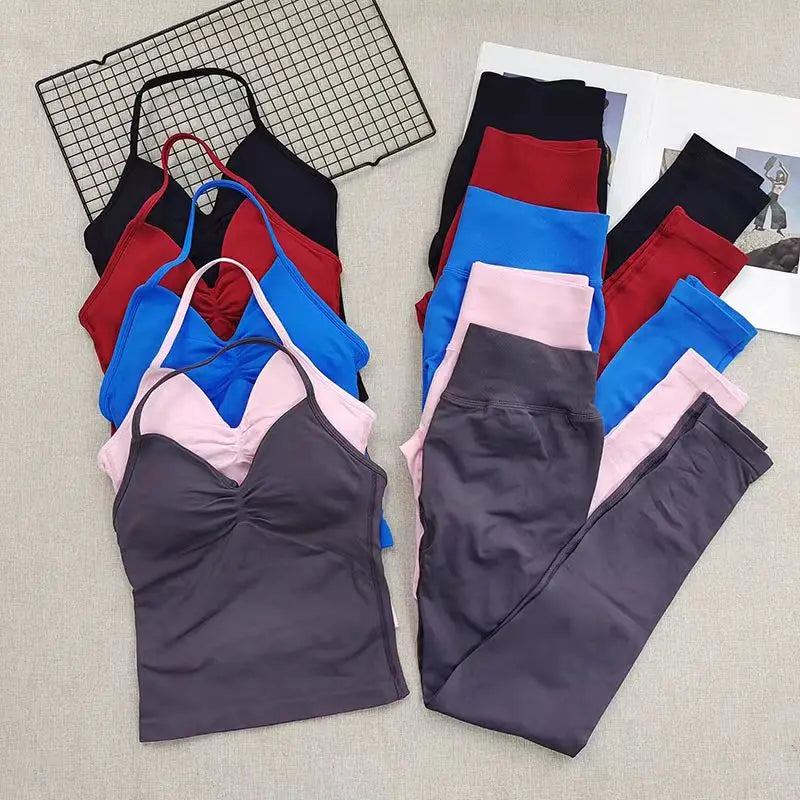 Women's fitness impact leggings, gym sports halter-