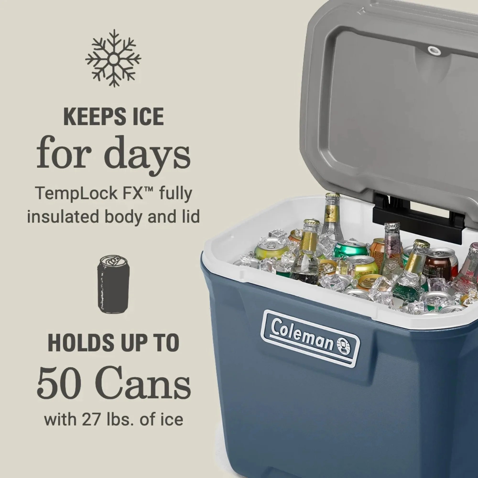60QT Ice Chest Rolling Cooler with Wheels,