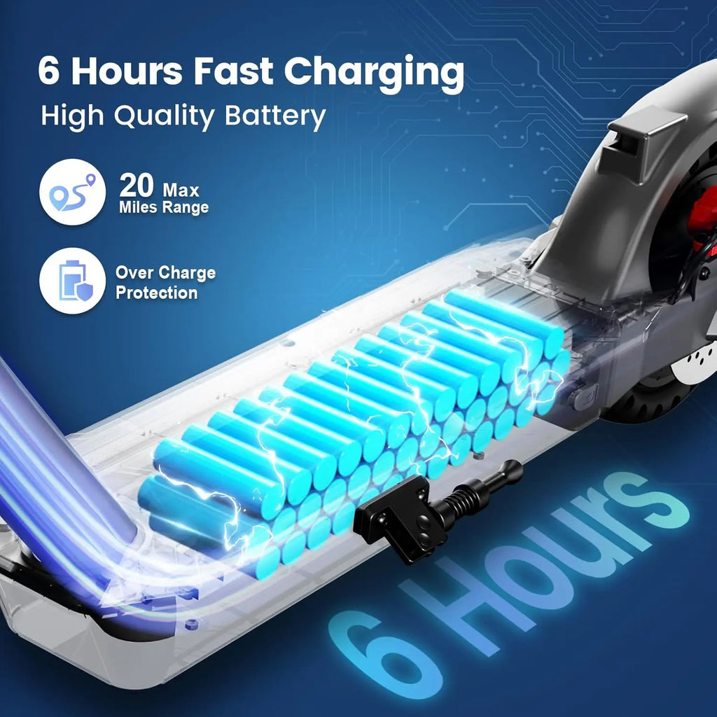 Electric Scooter: , 8.5"" tires, folding design, double braking system.