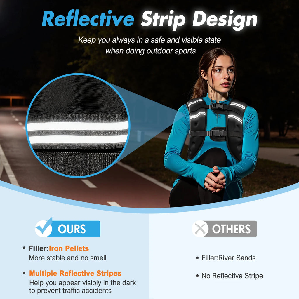 Weighted Vest Fitness Reflective Strips Men Women