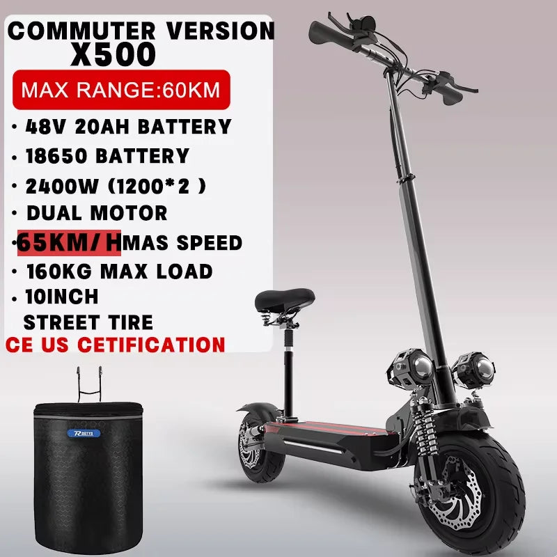 r Adults SINGLE/DUAL MOTOR Folding E ScooterRemovable Seat