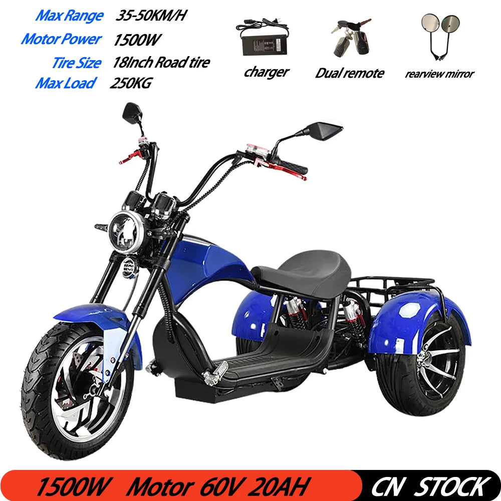 Adult Electric 3 Wheel Scooter 18 Inch Off road Fat Tire