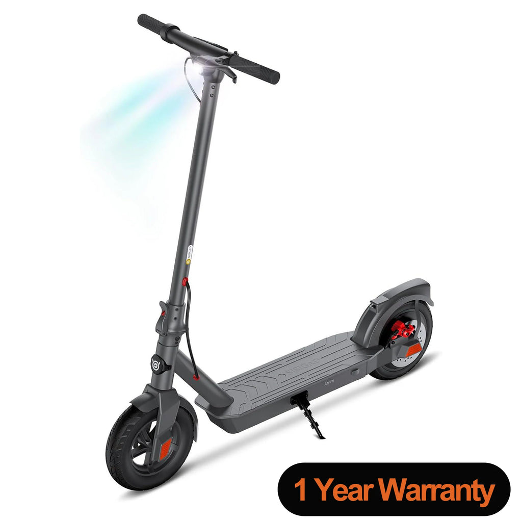 Electric Scooter: \, 8.5" tires, dual brakes, folding design.