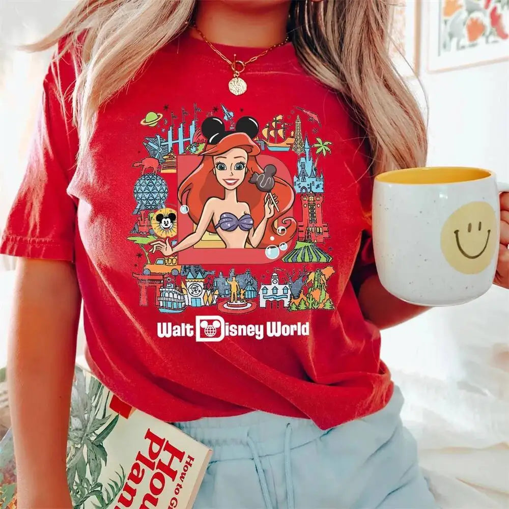 Little Mermaid Ursula Pattern Cotton T-Shirt, Disneyland