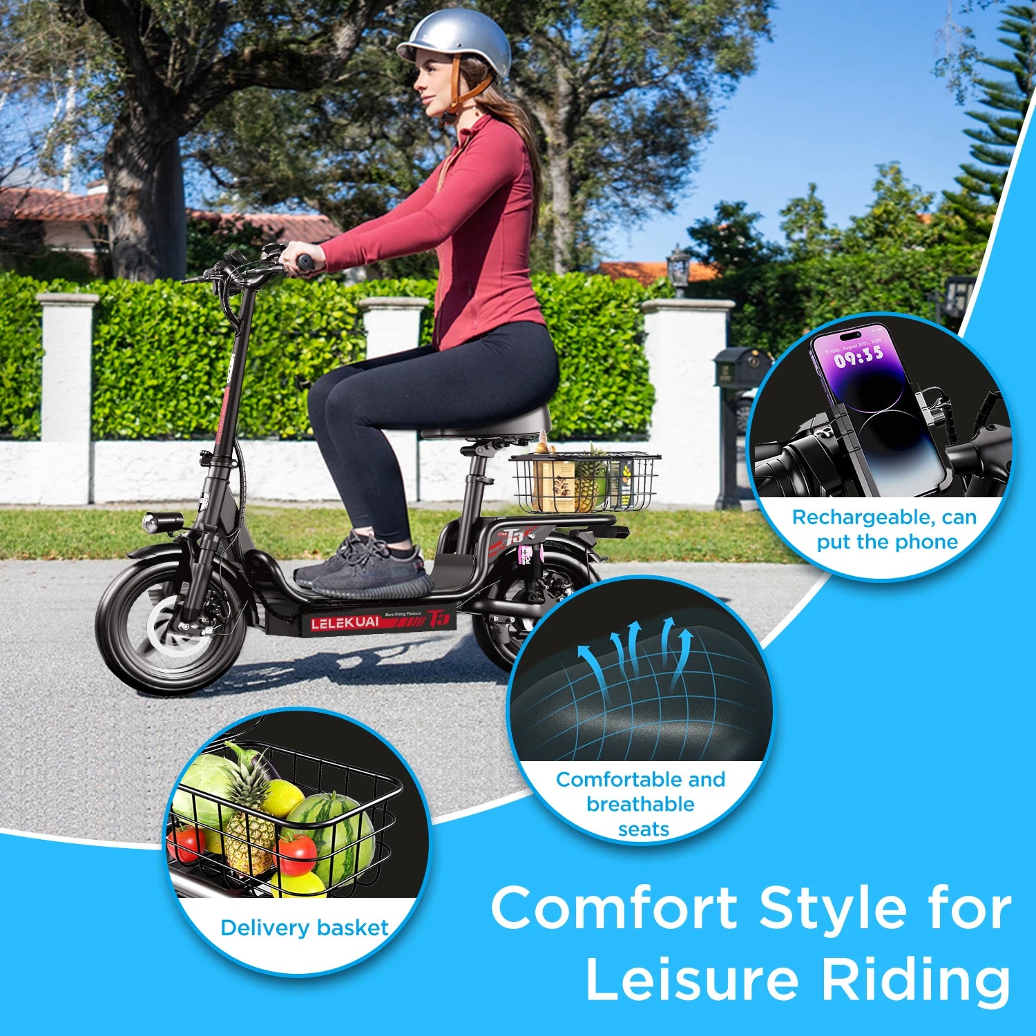 Electric Scooter for Adults Teens, Heavy Duty Escooter with Seat – 500 LBS Capacity, 26MPH, 25-Mile Range, 500W Motor, Dual Susp