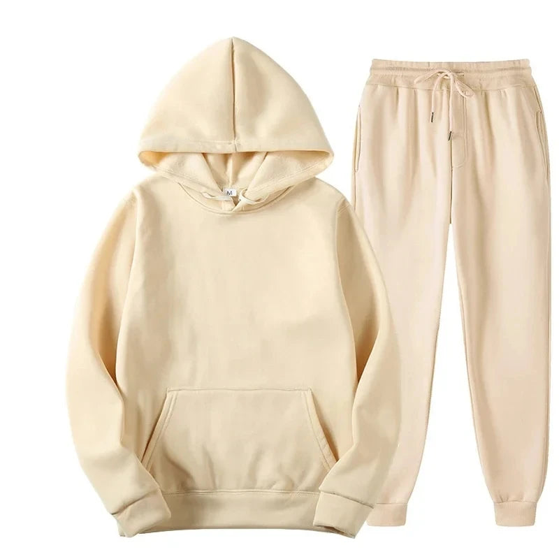 Men Women Tracksuit Hoodies Casual Solid Color